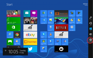 Windows 8 Metro Screen, Windows 8 Charms Bar, Windows 8 Settings